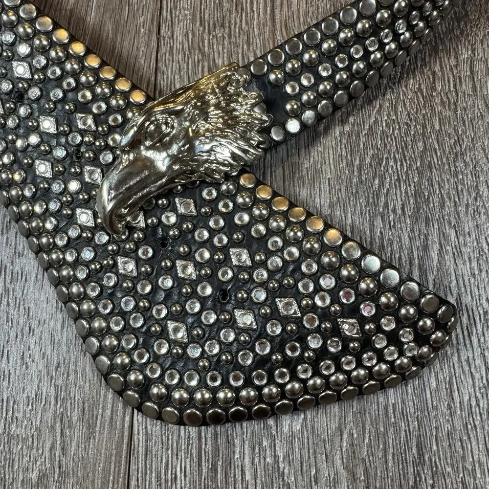 Women’s Vintage 80's belt KIPPY’S EAGLE Rhinestones Runway 1980’S Medium